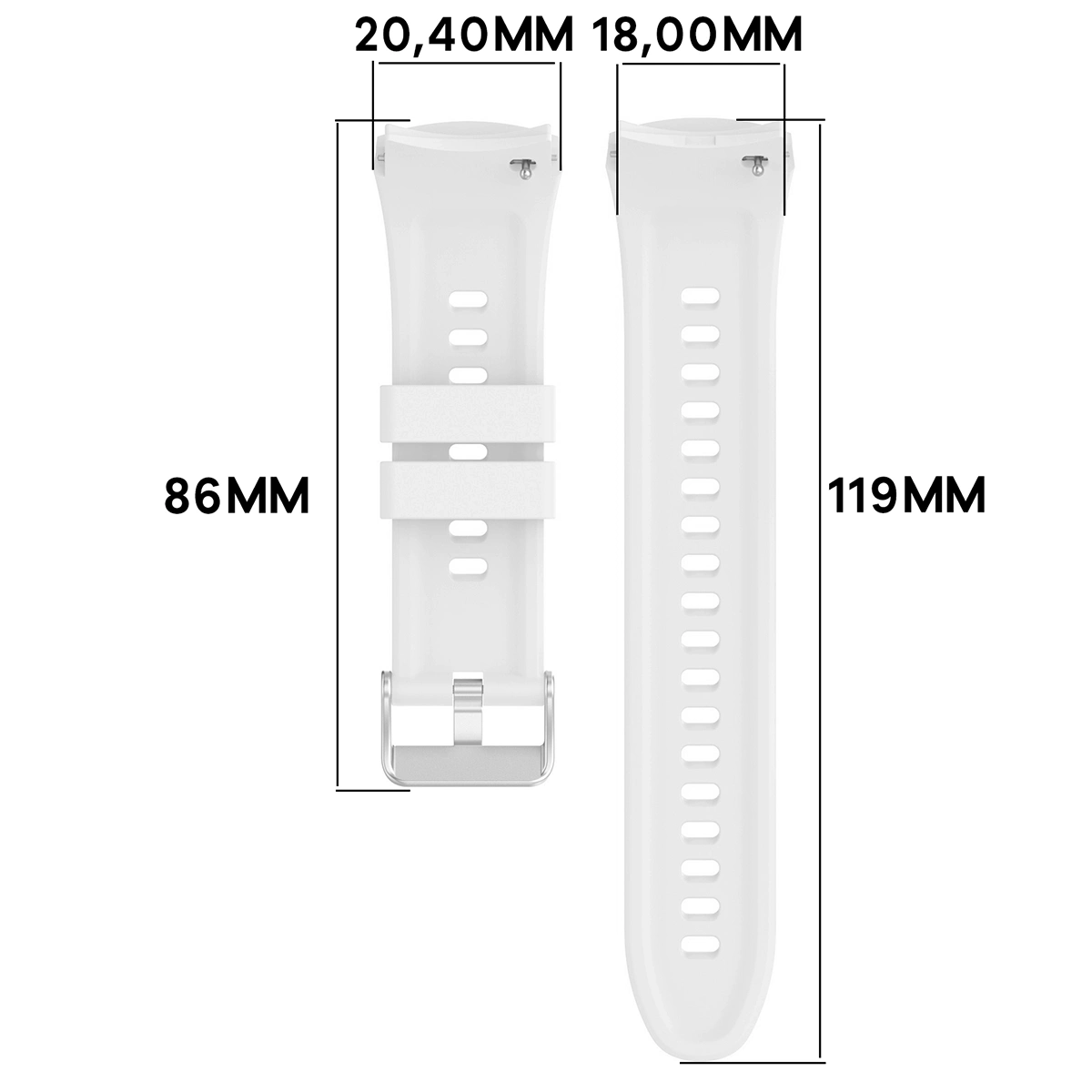 Grafika poglądowa ukazująca sposób mierzenia paska do Huawei Watch 5 42 mm